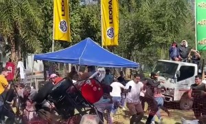 Wacky Soapbox Car Topples Spectators