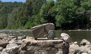 Attempt at Gravity-Defying Rock Stack Comes Tumbling Down