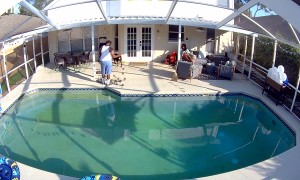 Man Falls Backwards Into Pool