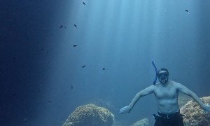 Freediver Blows Bubble Ring To Camera