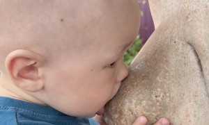 Breastfeeding Baby Gets Bamboozled By Statue