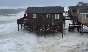 Hurricane Erin Storm Surf Arrives in Cape Hatteras, NC