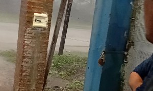 High Speed Winds Blow Over a Brick Post