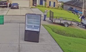 Ghost Fridge Drifts Up Driveway