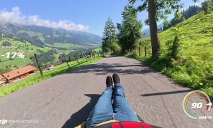 POV Street Luge Down Narrow Mountain Road