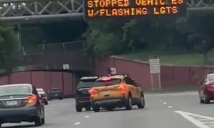 New York City Taxi Blocked by SUV Sideswipes Red Sedan