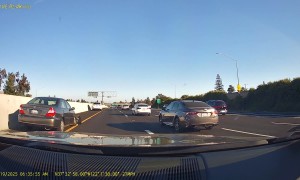 Car Goes Airborne in Freeway Accident