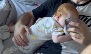 Dad Puts Water Dots on His Sleeping Kiddo