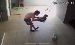 Dad Quickly Saves Boy From Falling Out of a Swing