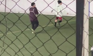 Dad Plays Soccer With His Baby