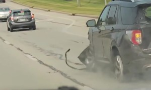 SUV Makes Slow Escape After Alleged Hit and Run