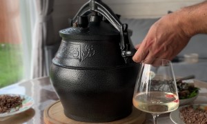 Pressurized Gravy Sprays Over Dinner