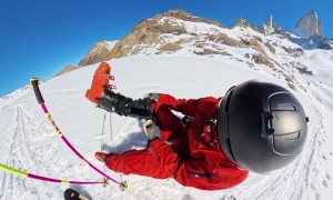 Pro Skier Falls Into Frozen Lake