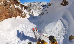 POV Skiing Down Mt. Superior Chute