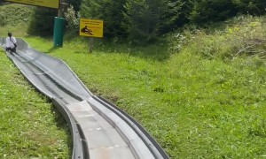 Boyfriend Bumps Girlfriend Down Alpine Coaster