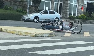 Man Riding a Hand Bike