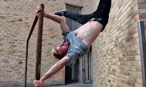 Parkour on an Old Drying Rack