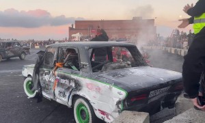 Close Call for a Guy at Car Show