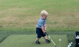 2-Year-Old Rory Takes Over the Driving Range in Waco