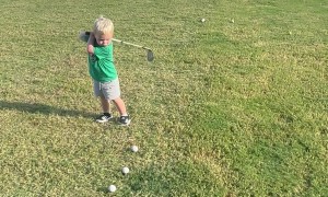 2 Year Old Practices His Swing After Daycare