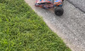 RC Car Falls Short Of Truck Bed Jump
