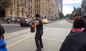 Short Floating Suitcase Show at Melbourne Tram Stop