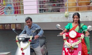 Sideways Scooter Bumps Into Friend