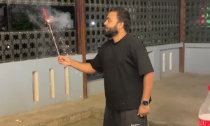 Firework Rocket Flies Into Man's Face