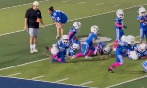 Youth Football Team Fumbles Banner Run