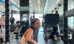 Girl Hits Her Head on Gym Barbell