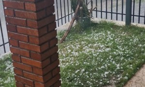 Heavy Hail Pelts Porch in Sarandi