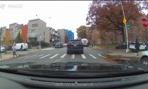 School Bus Has Near Miss With Pedestrian