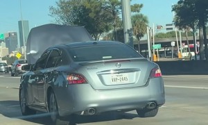 Hood Popped Open on Freeway