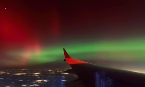 Northern Lights Seen From Flight Over the Midwest