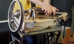 Electric Hurdy-Gurdy On Sewing Machine Crank