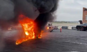 Fire Blasts From Car Stunt