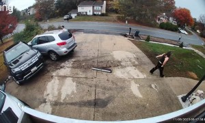 Stolen Car With Four Teenagers Smashes Into Fence and Two Parked Cars