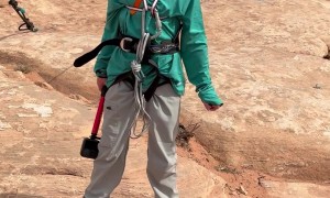 6 Year Old Rope Swings Off Cliff in Moab