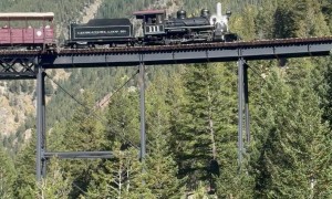 Historic Steam Locomotive Crosses High Trestle