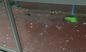 Hail Storm Damages Glass Door
