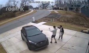 Husband Smoothly Saves The Day As Wife Struggles With Icy Driveway