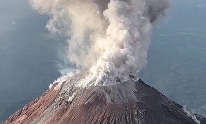 View of Santiaguito Volcano From El Picacho Viewpoint