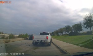 Toyota Camry Strikes Dodge Ram and Flips on Barrier