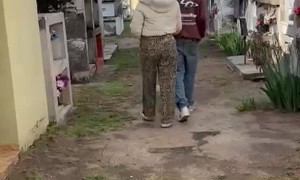 Dad Scares His Daughter at a Graveyard