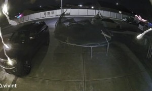 Flying Trampoline Nearly Hits Our Jeep in Washington