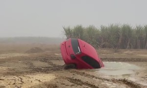 Polo GT Crashes in the Sinkhole While Drifting