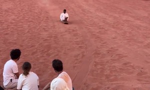 Close Call Sand Sledding in Wadi Ram Desert