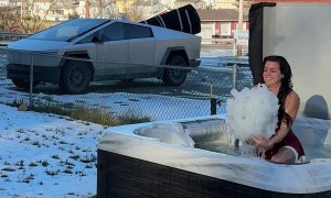 Guy Throws Giant Snowball Into Girlfriend's Hot Tub