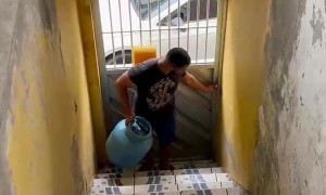 Goofy Gas Deliverer Trips On Stairs