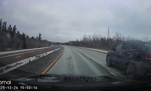 Car Driving on the Wrong Side of the Highway